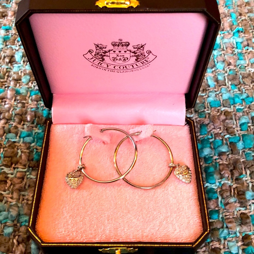 Juicy couture earrings. Silver hoop earrings with heart charm